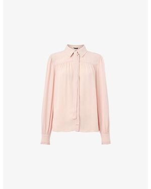 Whistles Tie-Detail Crepe Woven Blouse - Pink