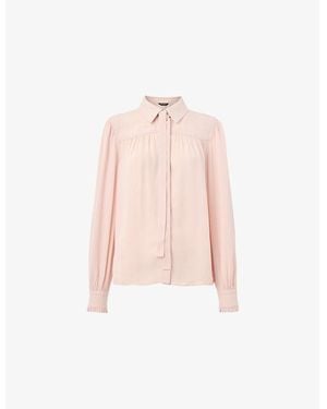 Whistles Tie-Detail Crepe Woven Blouse - Pink