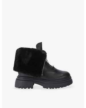 Steve Madden Ripstorm Fold-Down Leather Ankle Boots - Black