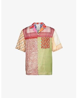 Marine Serre Graphic-Print Patch-Pocket Silk Shirt - Multicolour