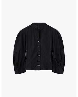 AllSaints Maud Stand-Collar Cotton Shirt - Blue