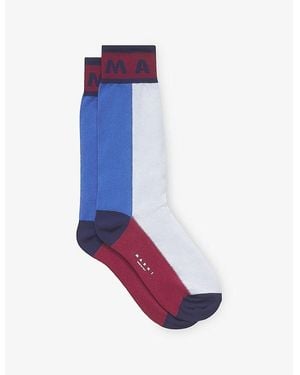 Marni Colour-Block Cotton-Blend Mid-Calf Socks - Blue
