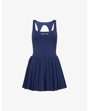 Sporty & Rich Signature-Logo Court Woven Mini Dress - Blue