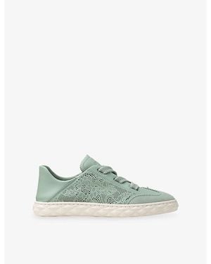 Jimmy Choo Diamond Light Flex Perforated Leather Trainers - Green