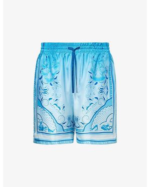 CASABLANCA Egyptian Rug Silk Shorts - Blue