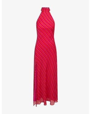 OMNES Elsie Stripe-Print Chiffon Maxi Dress - Red