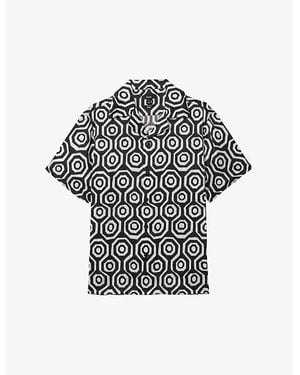 Reiss Canape Geometric-Print Woven Shirt - Black