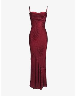 House Of Cb Nalani Fishtail Satin Maxi Gown Xs (A-C Cup) - Red