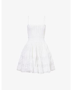 Alaïa Fitted-Waist Bandeau Stretch-Woven Mini Dress - White