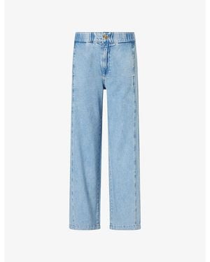 PAIGE Rumi Petite Wide-Leg Cotton-Blend Denim Jeans - Blue