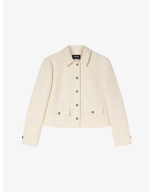 Whistles Cropped Bouclé Woven Jacket - Natural