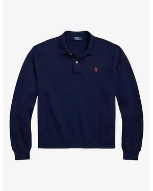 Polo Ralph Lauren Logo-Embroidered Cotton Polo Sweatshirt - Blue