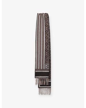 Loewe Branded Wool And Cashmere Scarf - White
