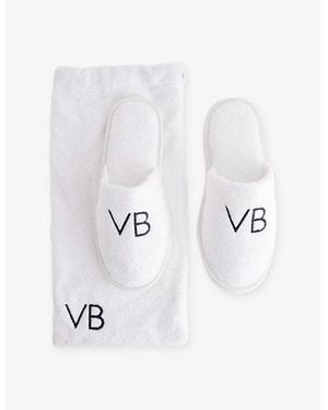 Victoria Beckham Vb Embroidered Cotton-Towelling Slippers - White