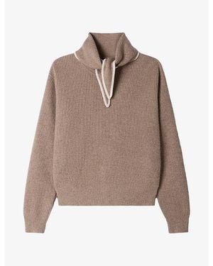 Sandro Ribbed Two-In-One Wool And Cashmere Sweater - Natural