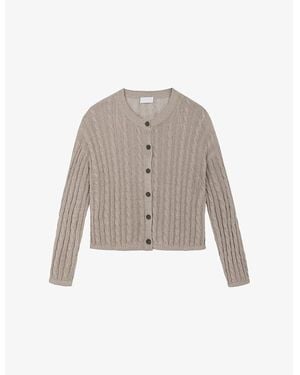 The White Company Round-Neck Cable-Knit Linen Cardigan - Multicolour