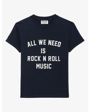 Zadig & Voltaire Walko Rhinestone-Embellished Short-Sleeve Cotton T-Shirt - Blue
