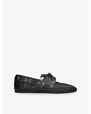 Ancient Greek Sandals Pliaria Raffia And Leather Boat Shoes - Black