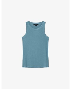 AllSaints Rina Round-Neck Sleeveless Stretch-Woven Tank - Blue
