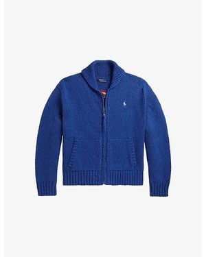 Polo Ralph Lauren Zipped Logo-Embroidered Cotton Cardigan - Blue