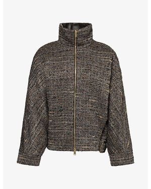 DARKPARK Celine Tweed Lurex Aviator Bomber - Gray