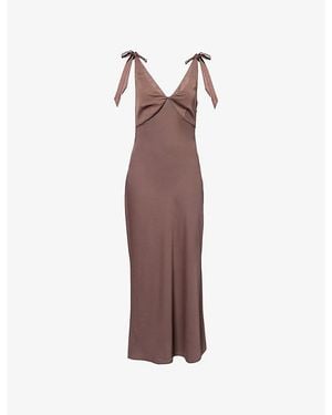 Pretty Lavish Piper Tie-Strap Satin Midi Dress - Brown