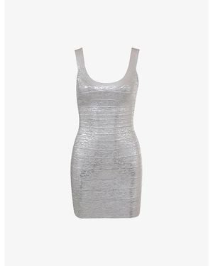House Of Cb The Og Bandage Panelled Stretch-Woven Mini Dress Xs (A-C Cup) - Grey