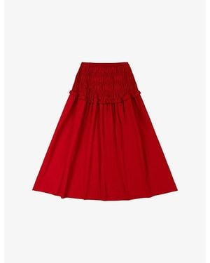 OMNES Haley Shirred-Waist Cotton Maxi Skirt