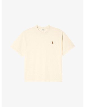 Sandro Logo-Patch Crewneck Cotton T-Shirt - Natural