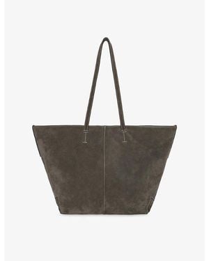 The White Company Folded Contrast-Stitch Suede Tote - Brown