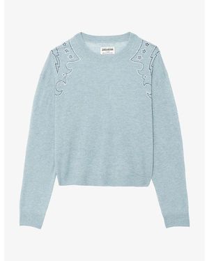 Zadig & Voltaire Swapy Rhinestone-Embellished Cashmere Jumper - Blue