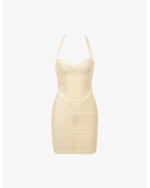 House Of Cb The Supermodel Halter-Neck Bandage Stretch-Woven Mini Dress Xs (A-C Cup) - White