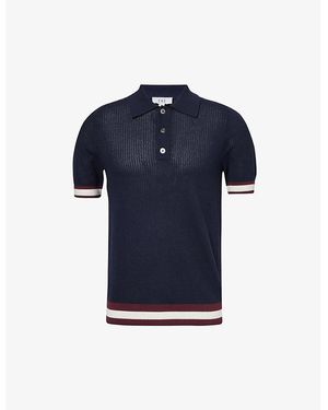 CHE Quinn Stripe-Trimmed Cotton-Knit Polo Shirt - Blue