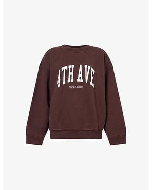4th & Reckless Avenue Logo-Print Cotton Sweatshirt - Brown