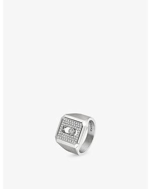 Messika Move Natural Titanium Pavé 18Ct And 0.35Ct Diamond Signet Ring - White