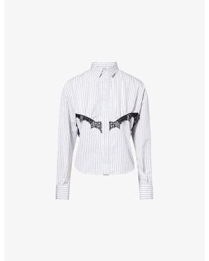 Sacai Lace-Appliqué Pinstripe Cotton Poplin Shirt - White