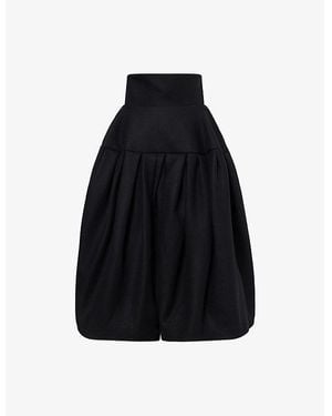 Dries Van Noten Saffy High-Rose Wool Midi Skirt - Black