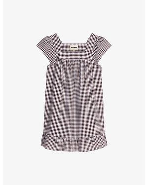OMNES Delphine Gingham-Print Cotton Mini Dress - Purple