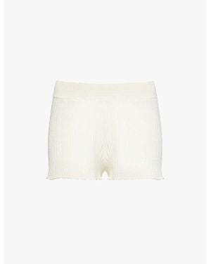 ADANOLA Marshmallow Relaxed-Fit Ribbed Cotton-Knitted Shorts - White