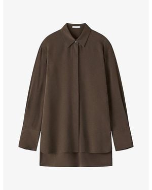 JOSEPH Bold Crepe De Soie Silk Blouse - Brown