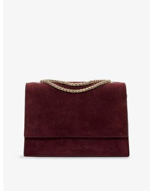 Phase Eight Chain-Handle Suede Clutch Bag - Red