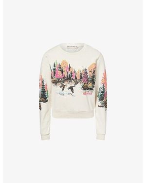 Mother The Camper Graphic Print Cotton Sweatshirt - White