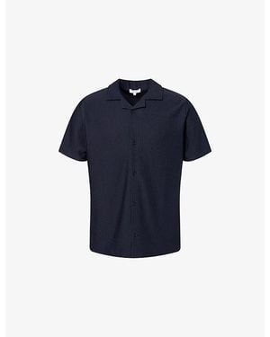 Arne Revere-Collar Pleated Woven Shirt - Blue