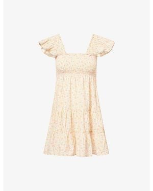 RIXO London Sidney Floral-Print Cotton Mini Dress - Natural