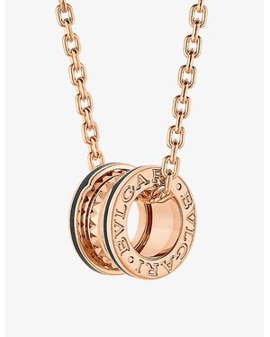 BVLGARI B.zero1 18ct Rose-gold And Ceramic Pendant Necklace - Metallic