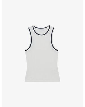 Reiss Matilda Contrast-Trim Stretch-Cotton Vest - White