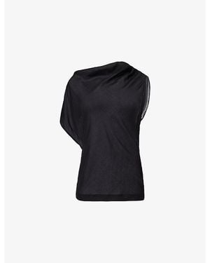 Belle Anna Reverie Asymmetric Woven Top - Black