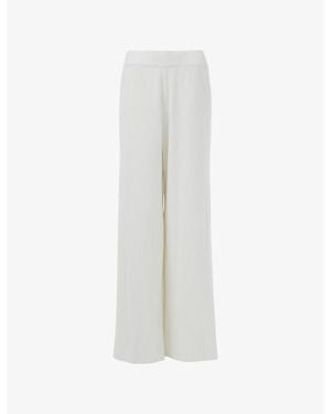 eem Elasticated-Waist Wide-Leg Knitted Trousers - White