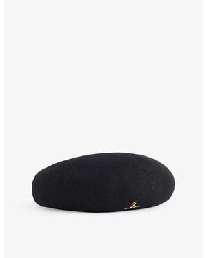 Vivienne Westwood Brand-Embroidered Wool Beret - Black
