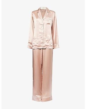 Olivia Von Halle Coco Oyster Silk-Satin Pyjama Set - Pink